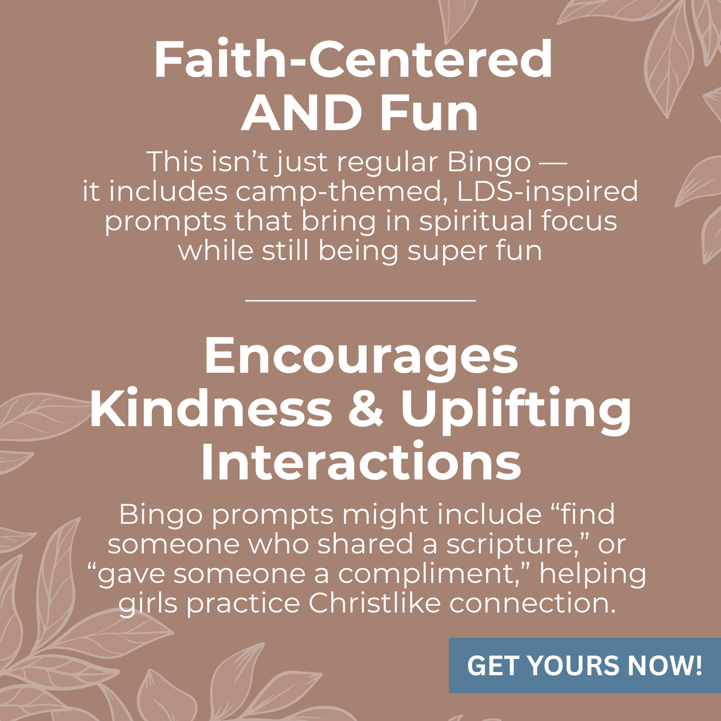 LDS Girls Camp Bingo – Printable PDF Activity for Young Women