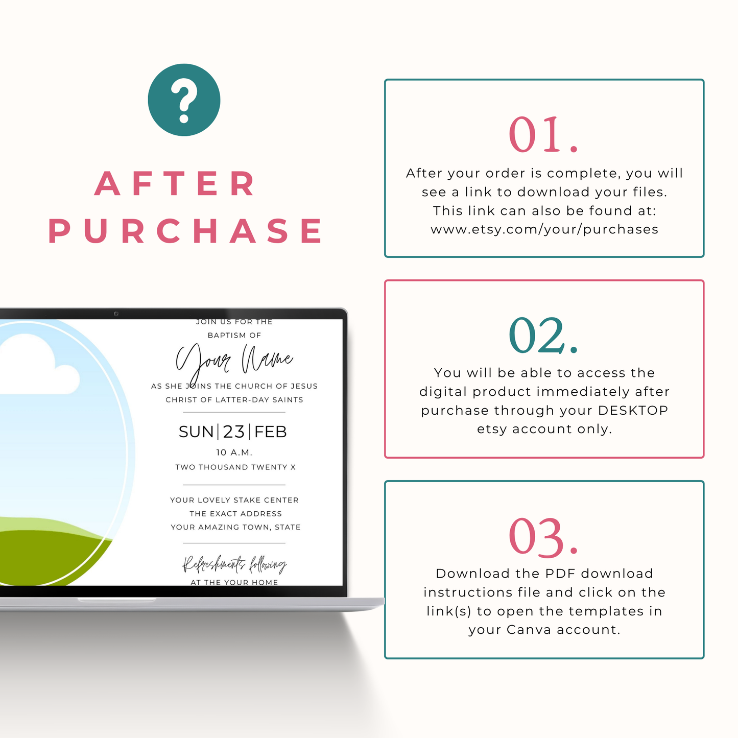 LDS Baptism Invitation – Editable Canva Printable Template