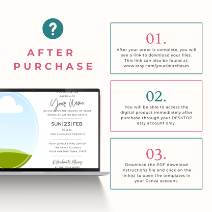 LDS Baptism Invitation – Editable Canva Printable Template