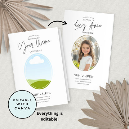 Baptism Program Template Set Matching Invitation Bundle LDS Digital Download Editable Canva Design Foldable Format Perfect Ceremony Planning Latter-day Saints Mormon Family Celebration Boys Girls Gender Neutral Style Instant Access DIY