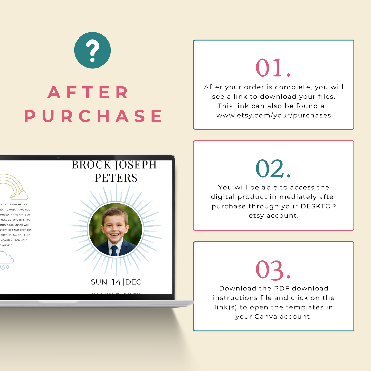 LDS Baptism Invitation and Program Bundle - Editable Canva Template Sunray