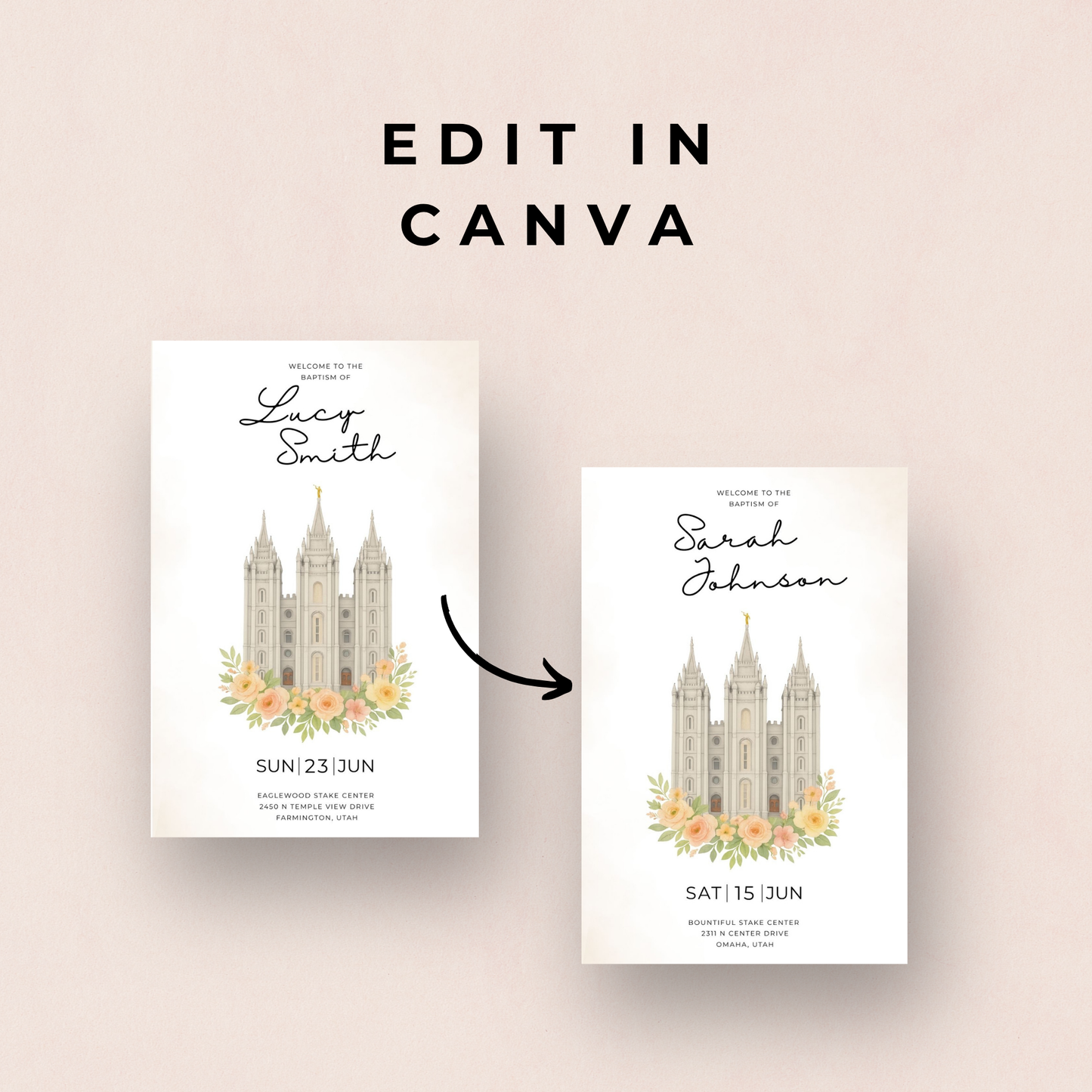 LDS Baptism Program – Editable Salt Lake Temple Template