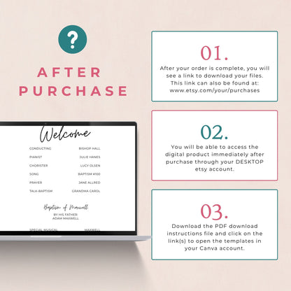 LDS Baptism Invitation and Program Editable Canva Template Bundle