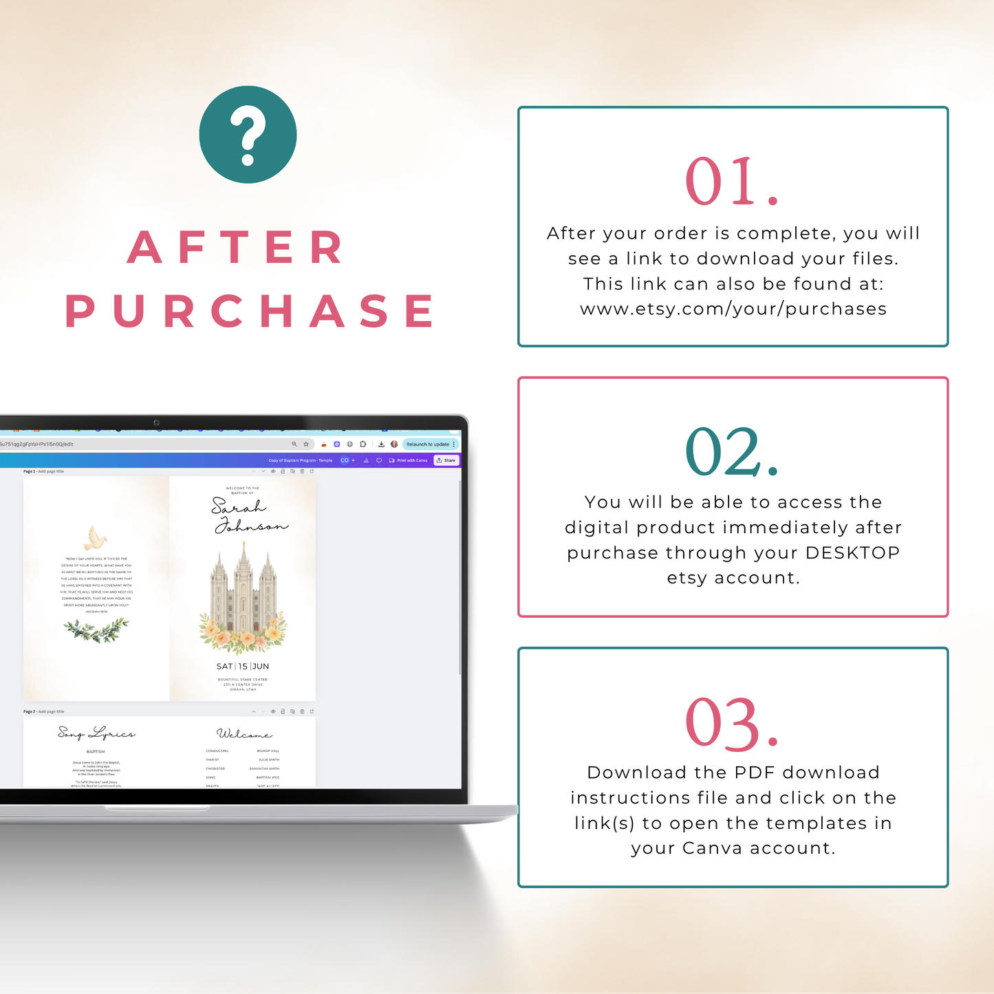 LDS Baptism Invitation and Program Bundle for Boys and Girls - Editable Canva Template