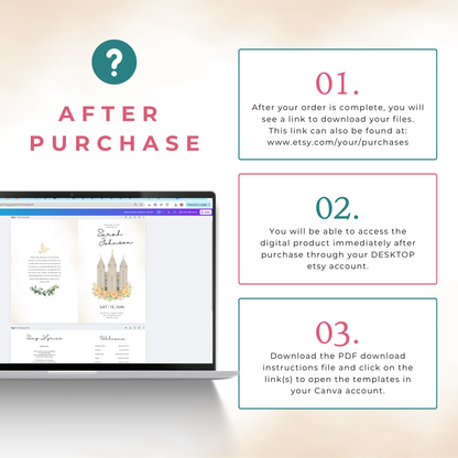 LDS Baptism Invitation and Program Bundle for Boys and Girls - Editable Canva Template