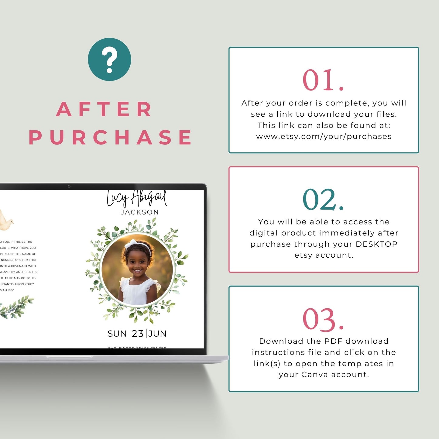 LDS Baptism Invitation and Program Bundle for Boys and Girls - Editable Canva Template