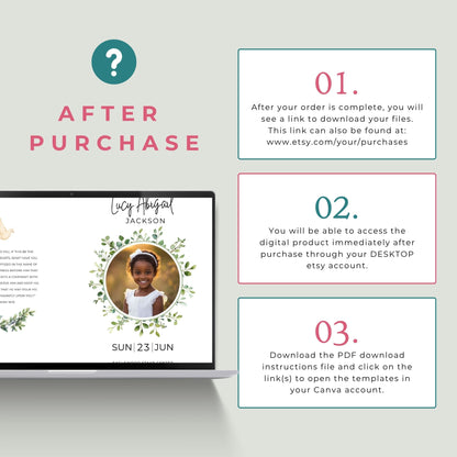 LDS Baptism Invitation and Program Bundle for Boys and Girls - Editable Canva Template