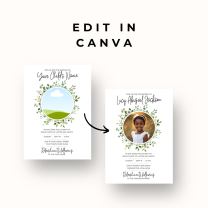 LDS Baptism Invitation – Editable Digital Template for Boy Or Girl