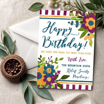 Relief Society Birthday Card – Custom Ward Name Digital Download
