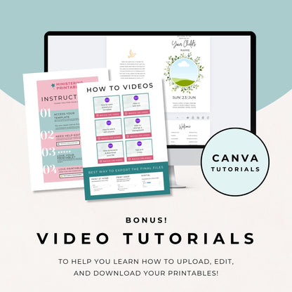 LDS Baptism Invitation and Program Bundle for Boys and Girls - Editable Canva Template