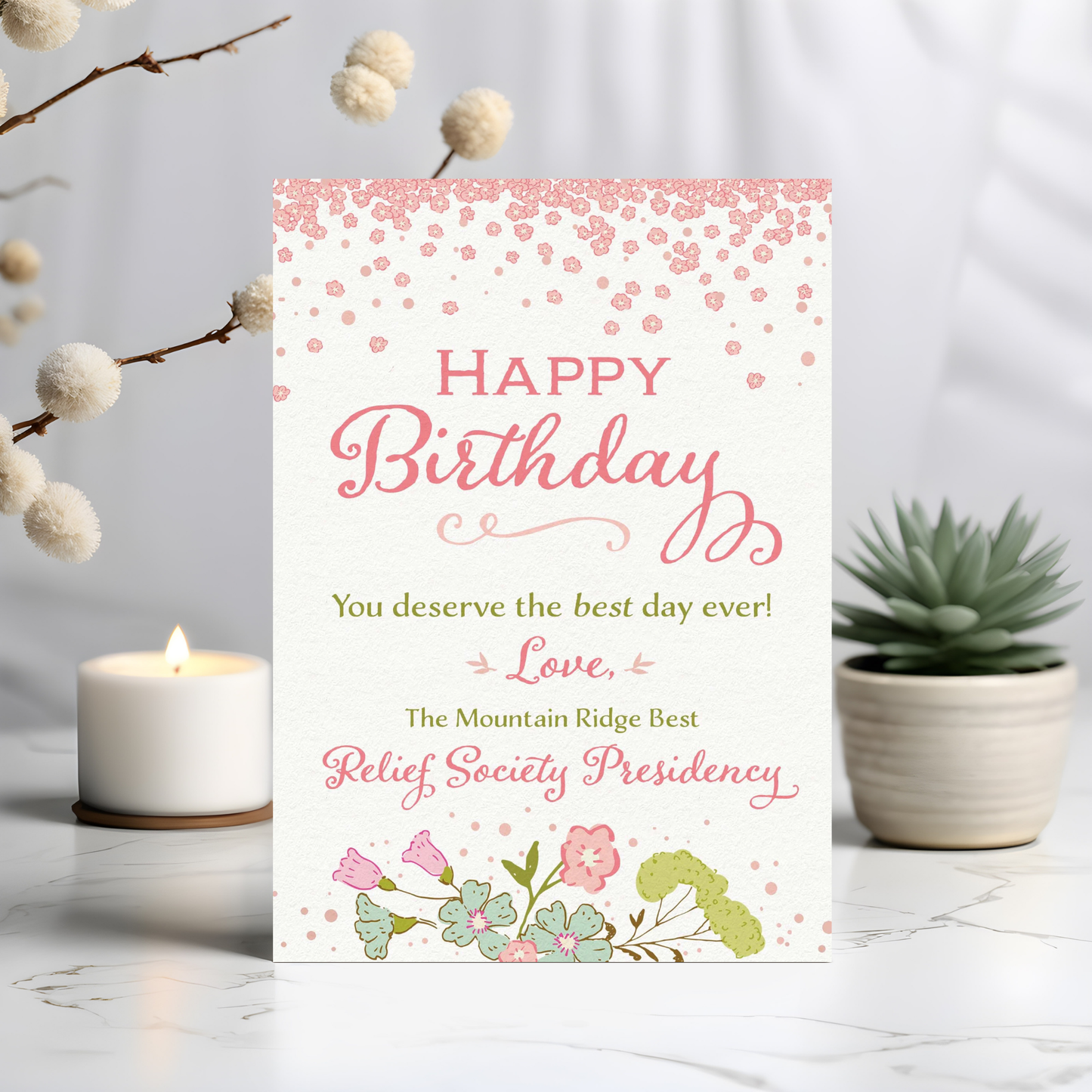 Relief Society Birthday Card – Custom Ward Name Digital Download