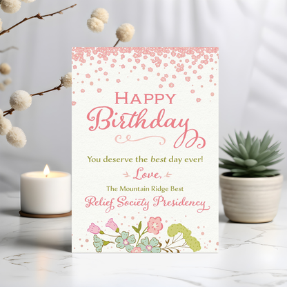 Relief Society Birthday Card – Custom Ward Name Digital Download
