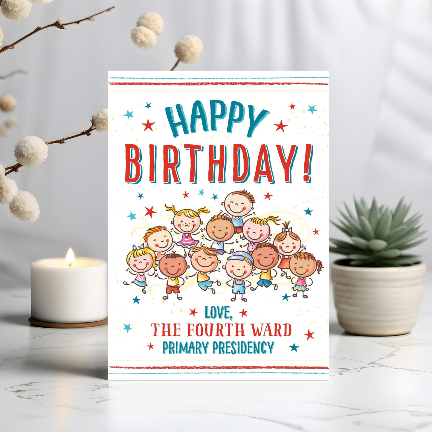 LDS Primary Custom Birthday Card - LDS Primary Card for Primary Presidencies and Teachers