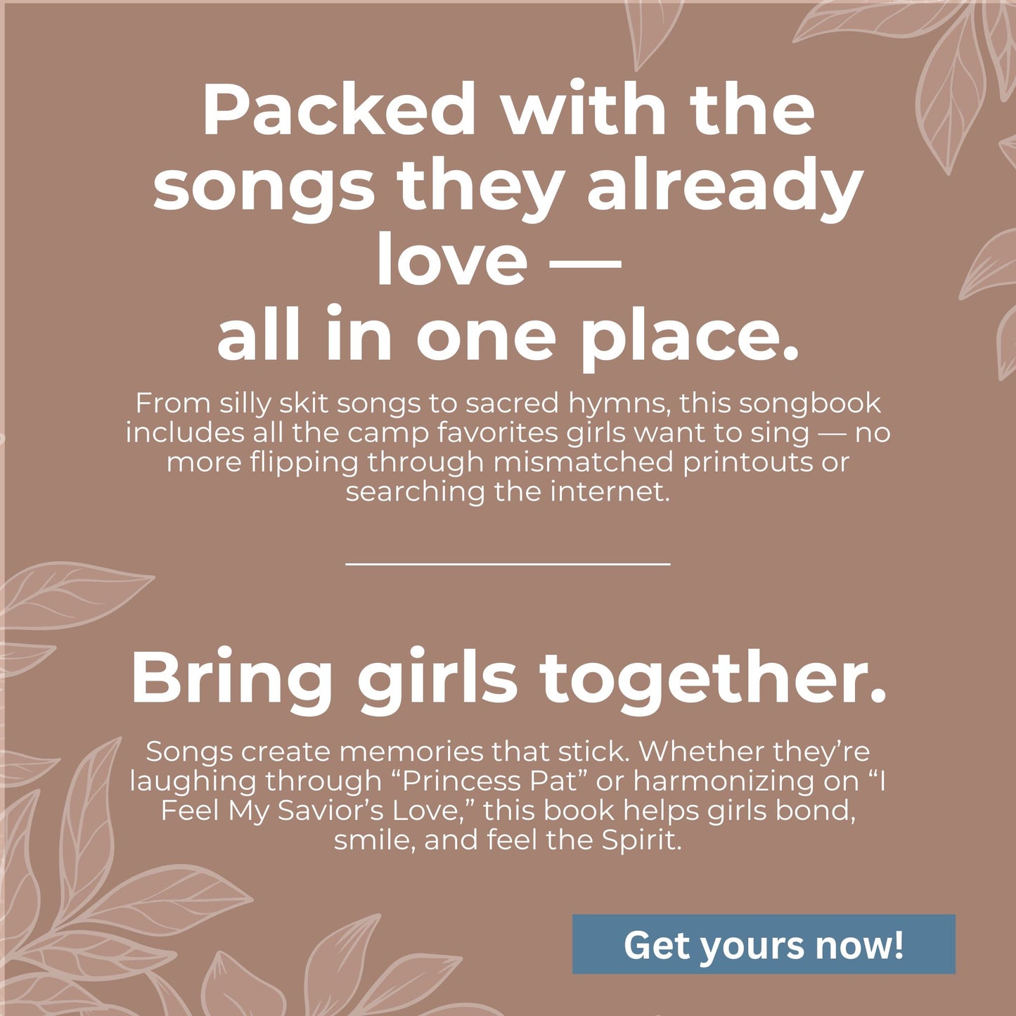 LDS Girls Camp Song Book – Printable Campfire Songs and Cheers Collection