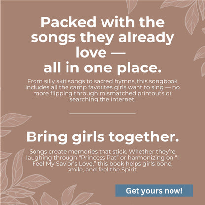 LDS Girls Camp Song Book – Printable Campfire Songs and Cheers Collection