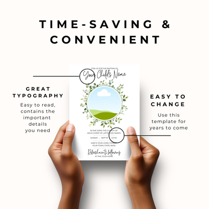 LDS Baptism Invitation – Editable Digital Template for Boy Or Girl