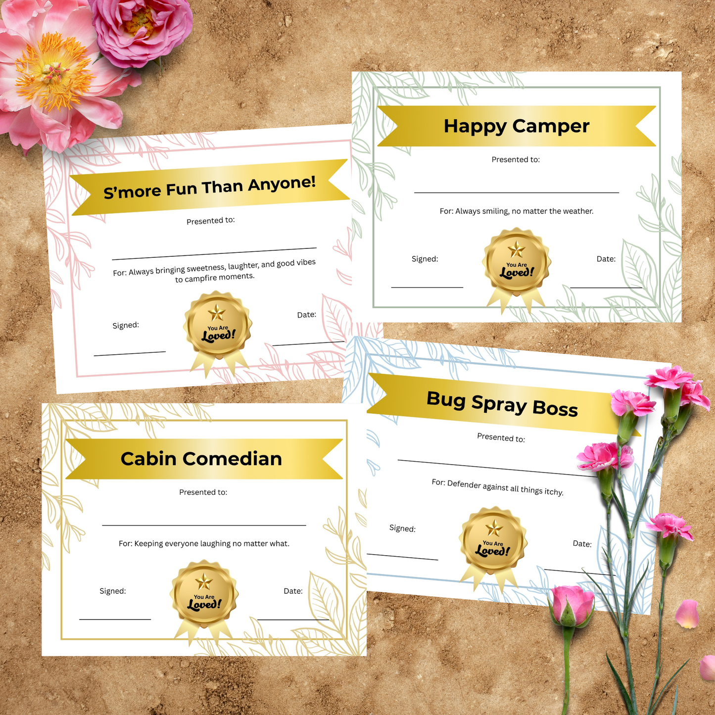 Youth Recognition Certificate Girls Camp Award LDS Church Program Template Editable Printable Design Young Women Achievement Awards Summer Camp Activity Resource Customizable Certificate Collection Digital Download Instant Access Faith