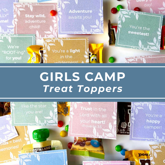 LDS Girls Camp Printable Treat Tag Secret Sister Gift Young Women Youth Activity Pillow Tag Design Instant Download Digital File Reusable Camp Activity Budget Friendly DIY Gift Tag Youth Conference Mutual Night Tuck In Treat Tag Religious