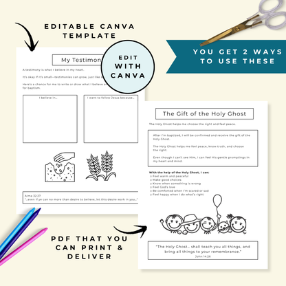 Lds Baptism Book – Printable Activity Journal for 8yearolds