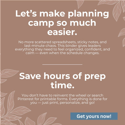LDS Girls Camp Planner – Editable 2025 Leadership Organizer Template