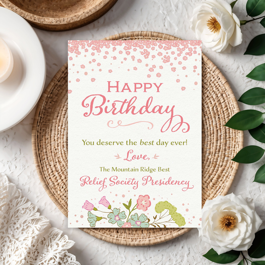 Custom Ward Birthday Card Digital Download Printable Church Women Gift Personalized Ward Name Design Instant Access Faith Based Greeting Card Sisterhood Celebration Easy Print Format Church Organization Birthday Gift Women Auxiliary Group