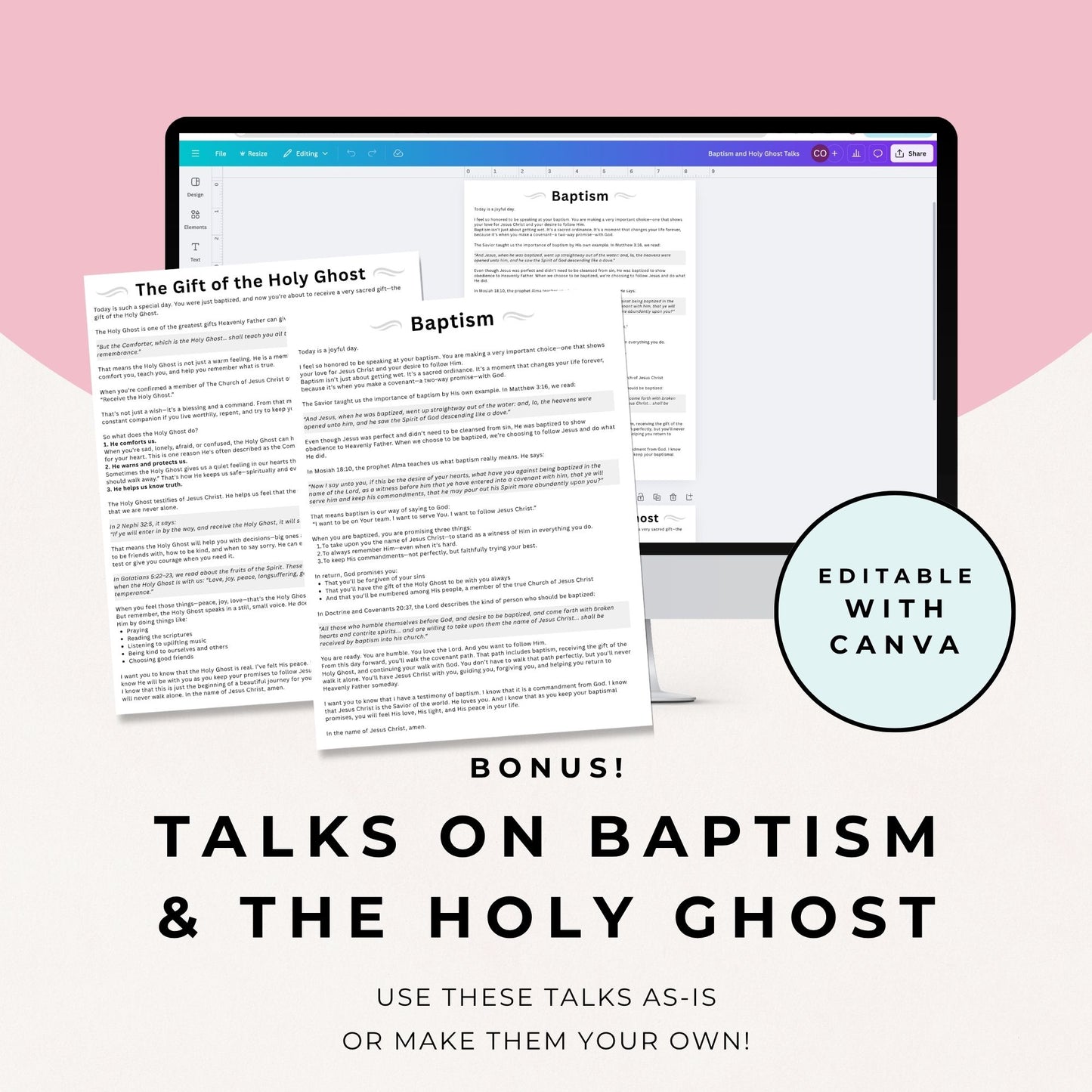 LDS Baptism Invitation Bundle – Editable Canva Program for Boys and Girls