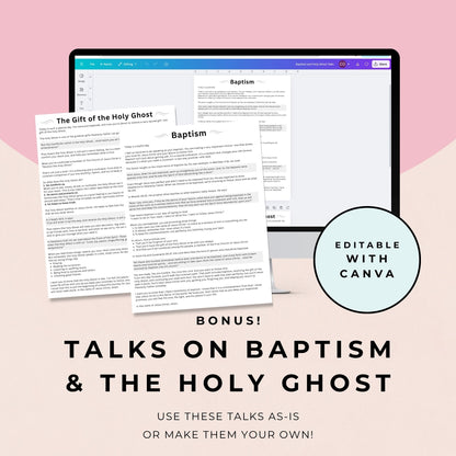 LDS Baptism Invitation and Program Editable Canva Template Bundle