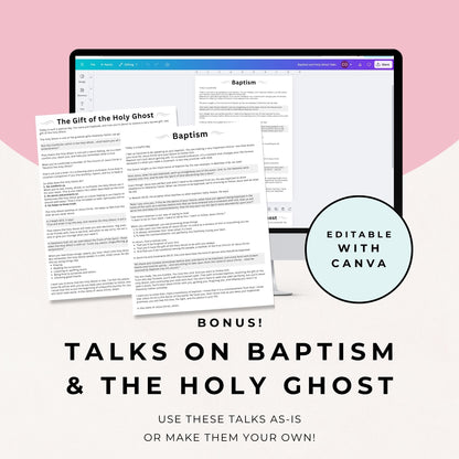 LDS Baptism Invitation and Program Bundle for Boys and Girls - Editable Canva Template