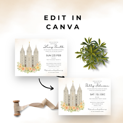 Editable Baptism Template Canva Design Bundle LDS Invitation Program Set Digital Download Instant Access Customizable Church Event Planning DIY Religious Ceremony Resource Easy Edit Format Perfect Parent Planning Essential Primary President