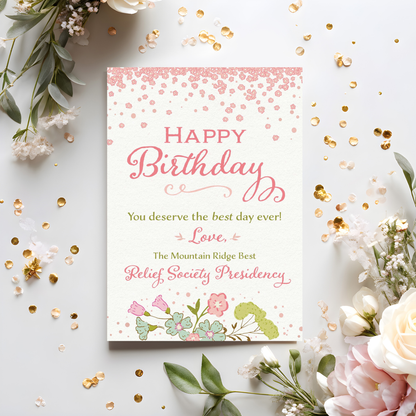 Instant Download Birthday Card Church Women Gift Digital Printable Format Custom Ward Name Design Personalized Sisterhood Celebration Faith Based Greeting Card Women Organization Gift Easy Print Access Church Group Birthday Present
