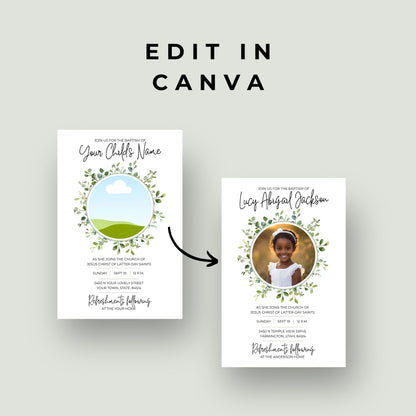 LDS Baptism Invitation and Program Bundle for Boys and Girls - Editable Canva Template