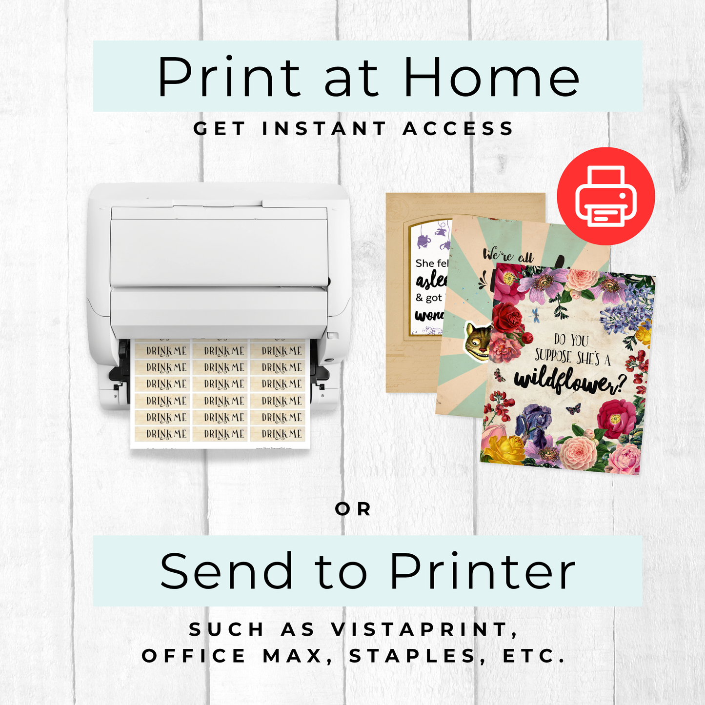 Printable Collection Digital Download Set Six Quote Prints Wall Art Package DIY Party Styling Instant Access Format Two Size Options 8x10 And 5x7 JPG Files Literary Themed Prints Book Lover Gift Collection Whimsical Nursery Wall Art Themed