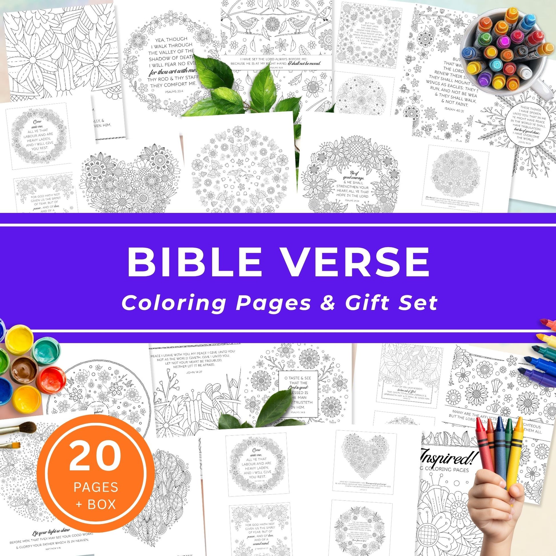 Printable Bible Verse Coloring Pages Twenty Christian Scripture Sheets Digital Download Instant Access Religious Activity For Adults And Kids King James Version Verses Inspirational Faith Based Art Creative Meditation Gift Sunday School