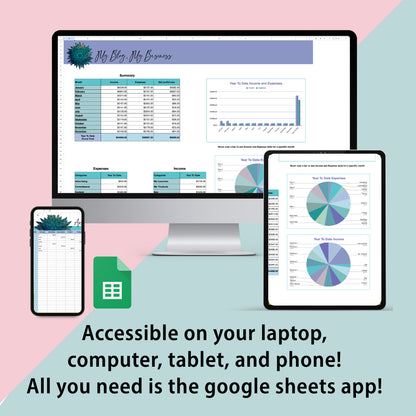 Your Business and Blog Income and Expense Tracker - Blue Mandala Edition