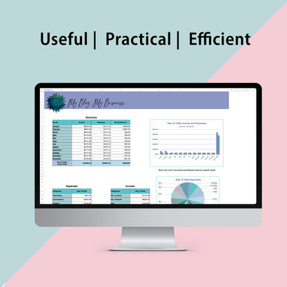 Your Business and Blog Income and Expense Tracker - Blue Mandala Edition