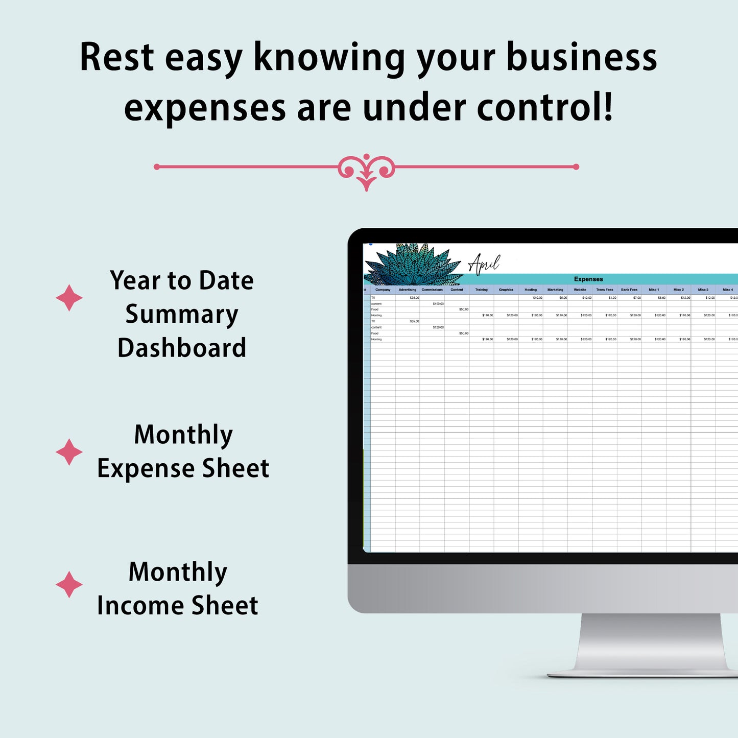 Your Business and Blog Income and Expense Tracker - Blue Mandala Edition