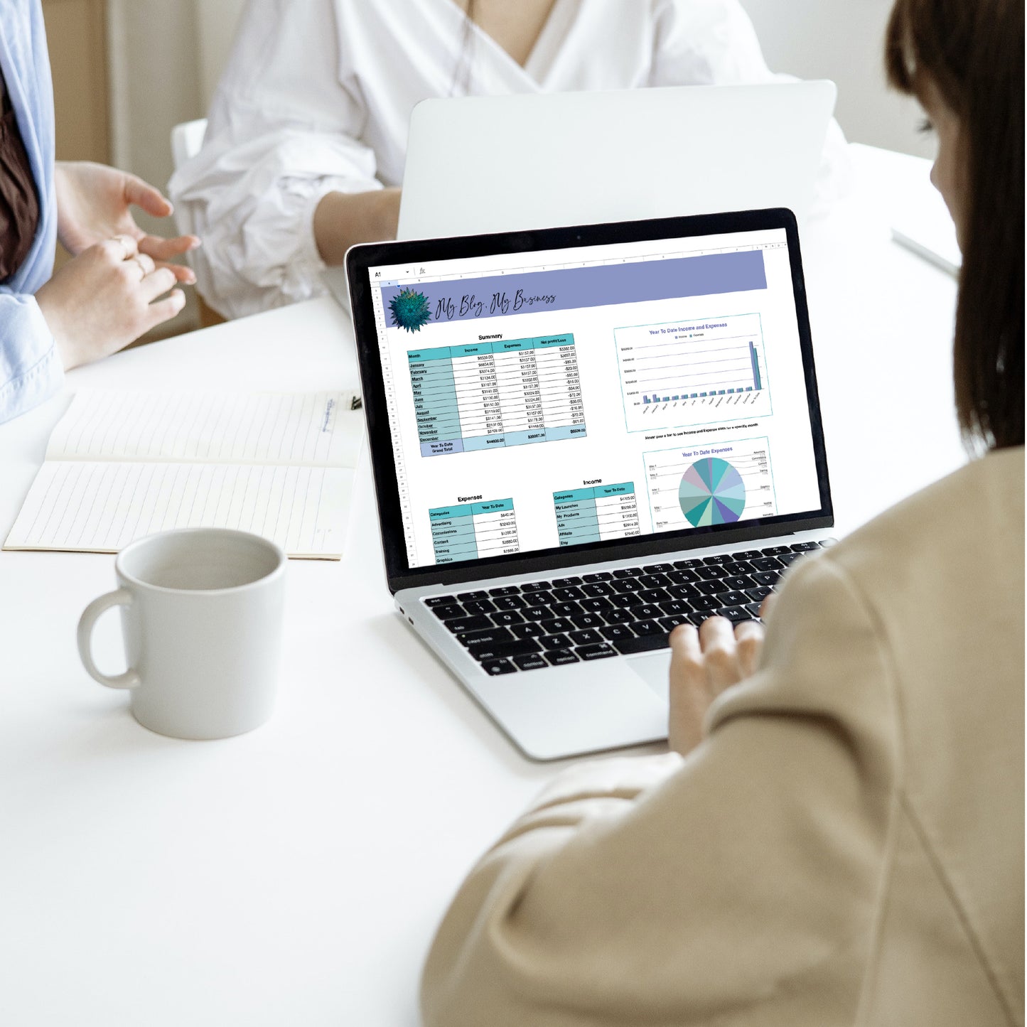 Your Business and Blog Income and Expense Tracker - Blue Mandala Edition