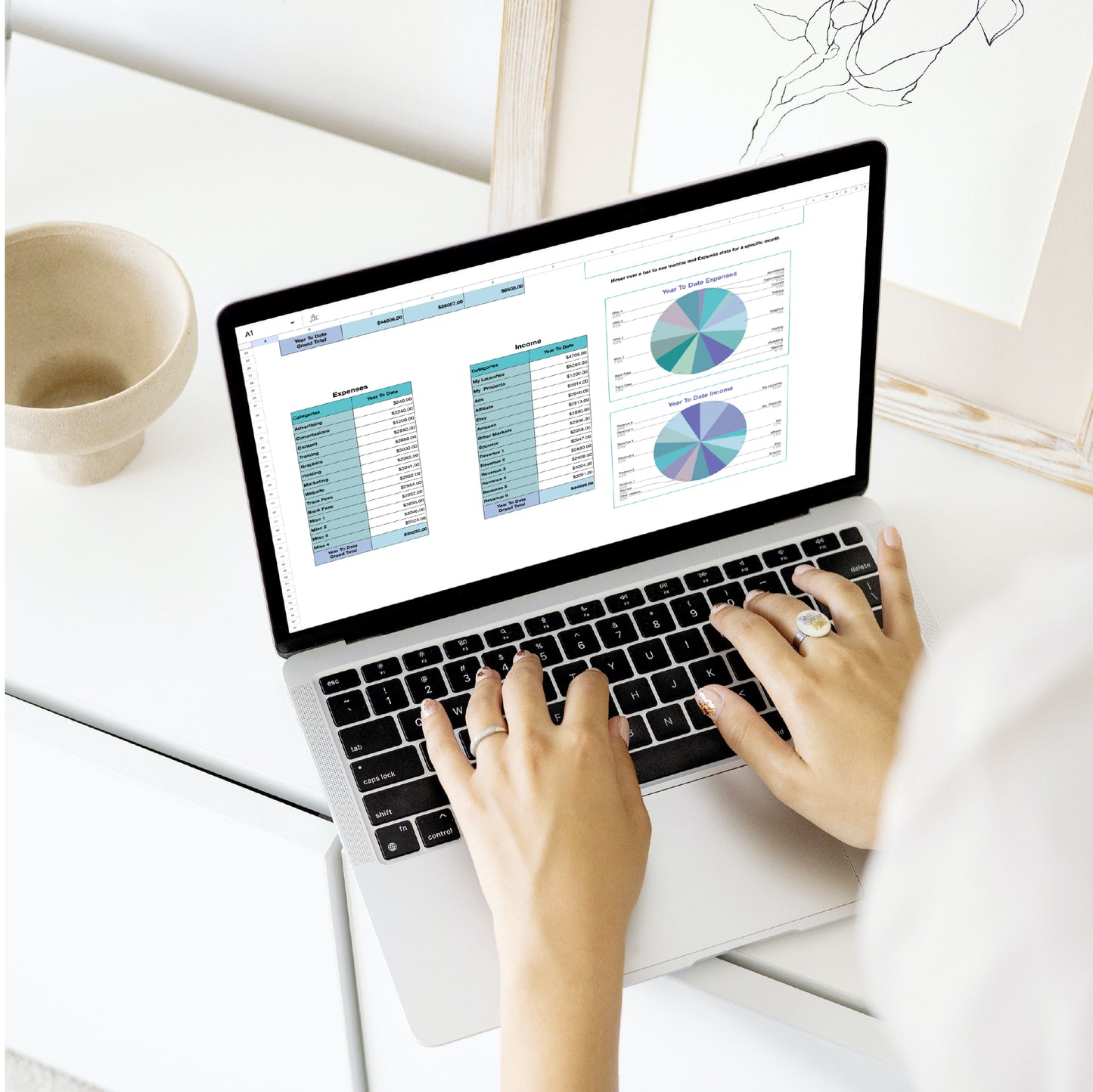 Your Business and Blog Income and Expense Tracker - Blue Mandala Edition