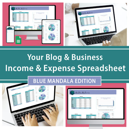 Your Business and Blog Income and Expense Tracker - Blue Mandala Edition