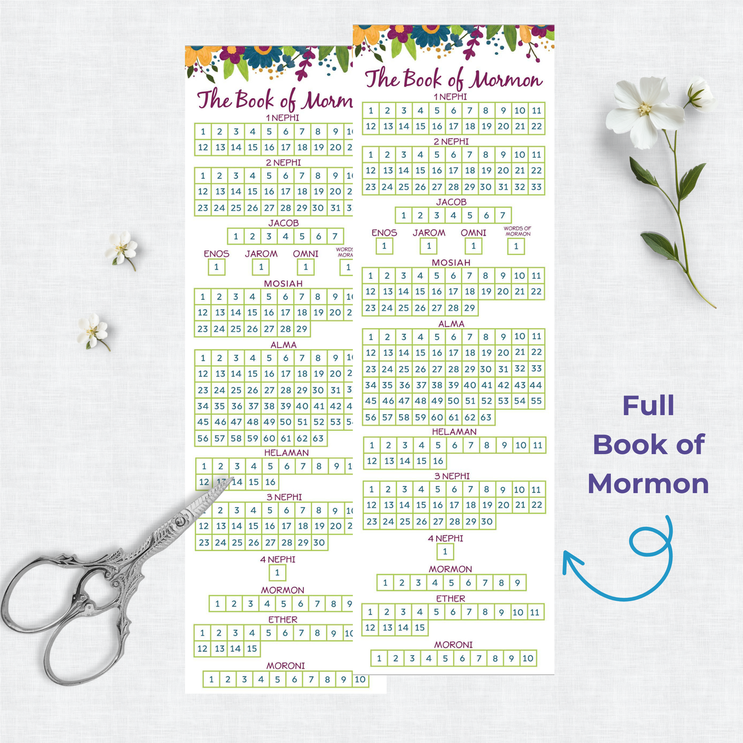 Digital Download Printable Reading Chart Scripture Study Tracker Bookmark Checklist Format Youth Program Material Ward Activity Gift Three Bookmarks Per Page Instant Access Personal Devotional Aid Spiritual Growth Tool Family Scripture