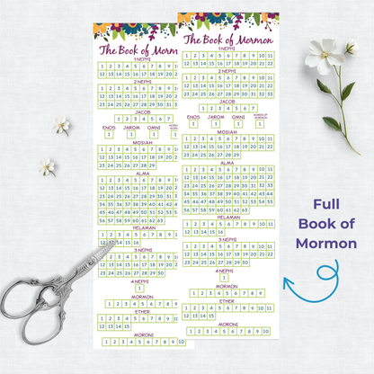 Digital Download Printable Reading Chart Scripture Study Tracker Bookmark Checklist Format Youth Program Material Ward Activity Gift Three Bookmarks Per Page Instant Access Personal Devotional Aid Spiritual Growth Tool Family Scripture