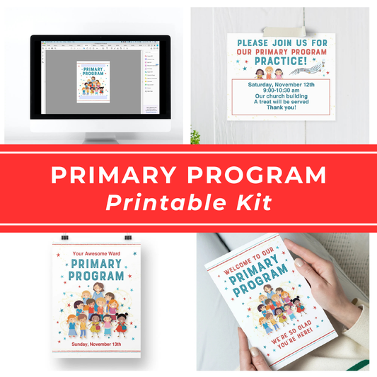 Complete Primary Program Kit LDS Church Sacrament Meeting Presentation Printable Bundle Digital Download Package Includes Program Cover Design Invitation Template Collection Treat Tag Set All In One Primary Presentation Planning Tools Ready