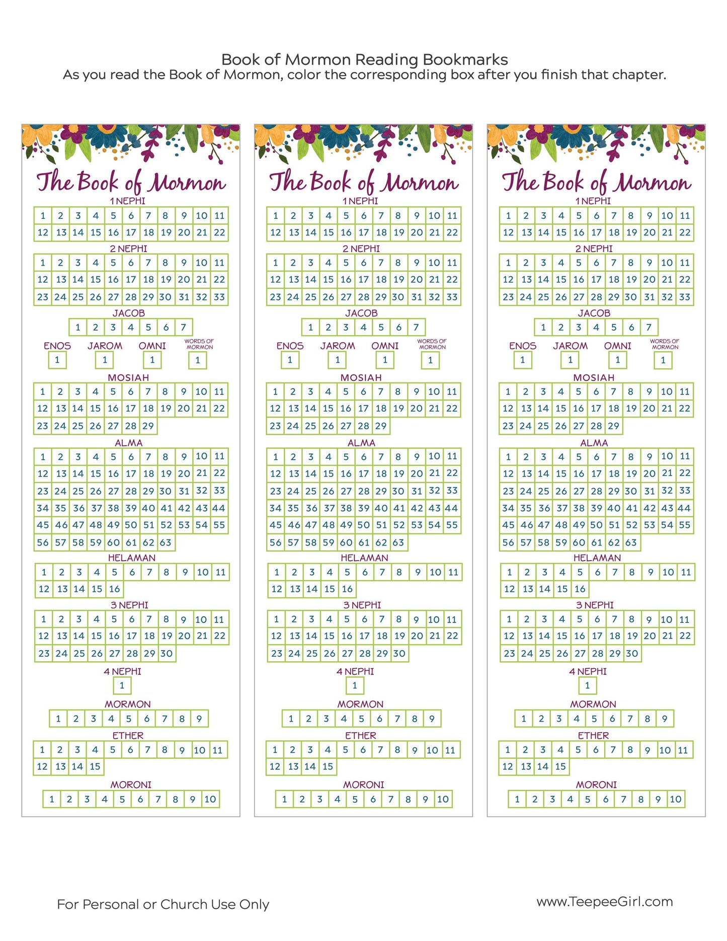 Study Tracker Printable Bookmark Digital Download Reading Progress Chart Scripture Checklist Format Spiritual Growth Motivation Tool Three Bookmarks Per Page Ward Gift Distribution Youth Program Material Family Devotional Aid Personal Study