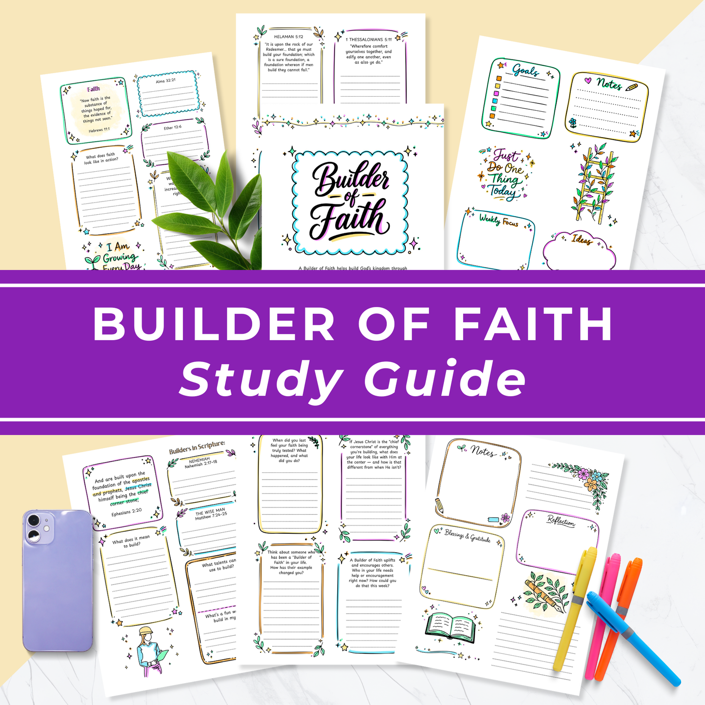 Builder Of Faith Workbook LDS Young Women Lesson Activity Printable Guide Scripture Study Resource Instant Download Digital Format Youth Ministry Materials Interactive Faith Building Activities Sunday School Class Preparation Personal
