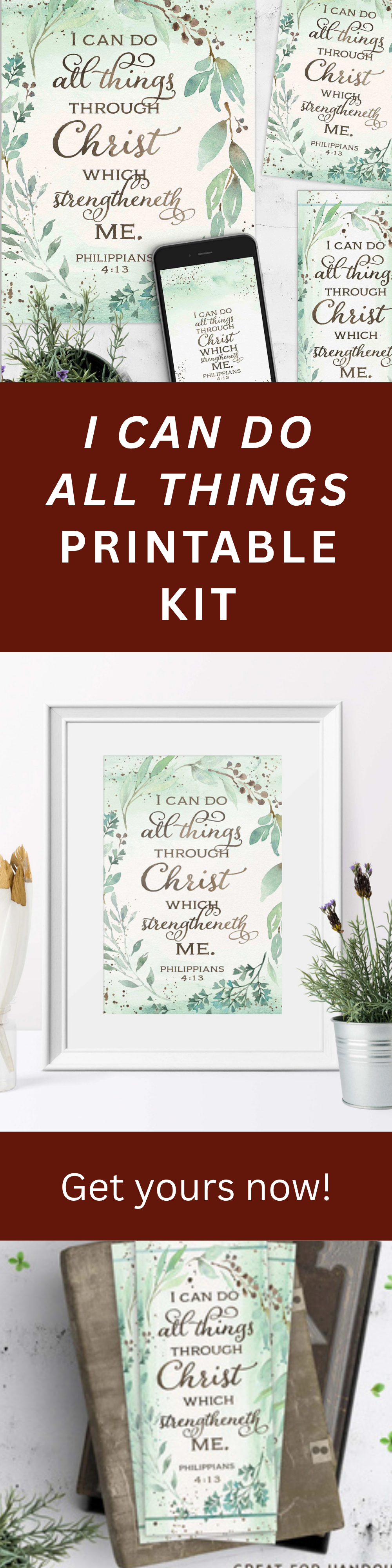 Bible Verse Printable – Philippians 413 Kit with Phone Wallpaper