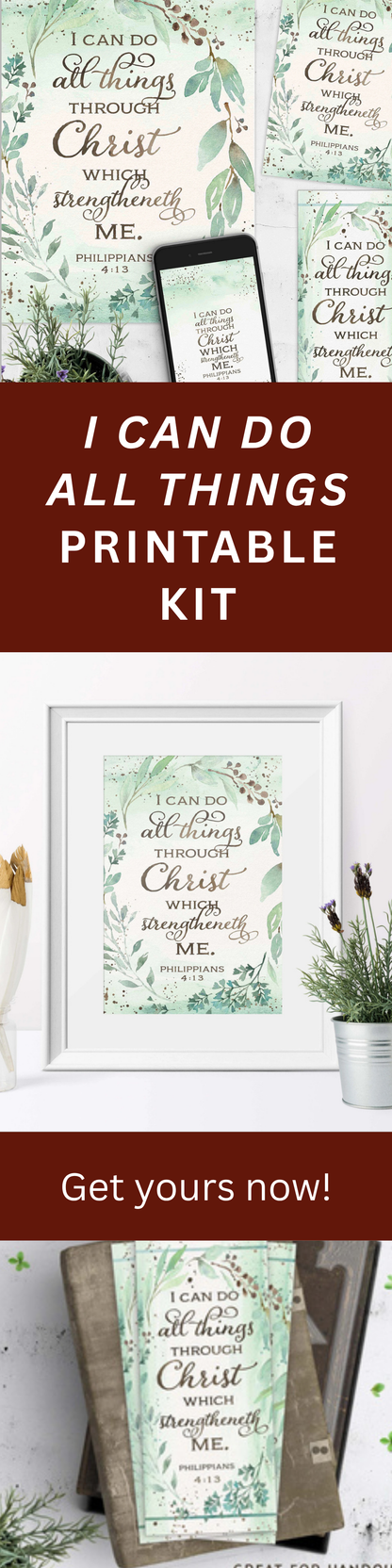 Bible Verse Printable – Philippians 413 Kit with Phone Wallpaper