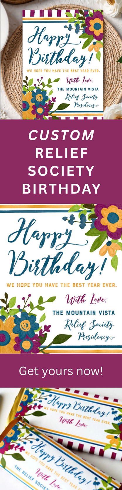 Relief Society Birthday Card – Custom Ward Name Digital Download