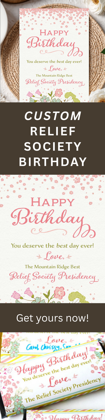Relief Society Birthday Card – Custom Ward Name Digital Download