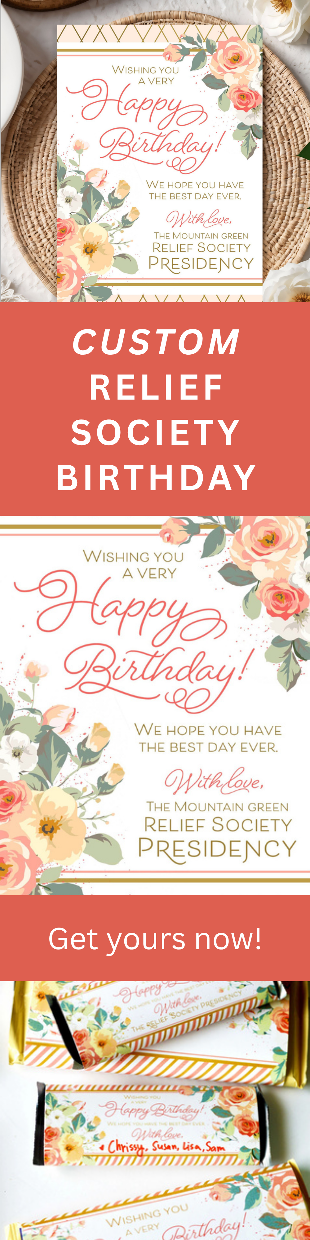 Relief Society Custom Birthday Card | LDS Relief Society Rose Custom Card