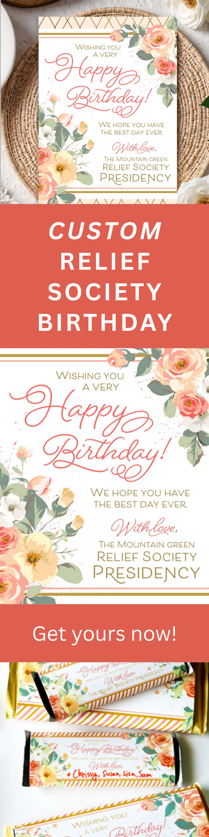 Relief Society Custom Birthday Card | LDS Relief Society Rose Custom Card